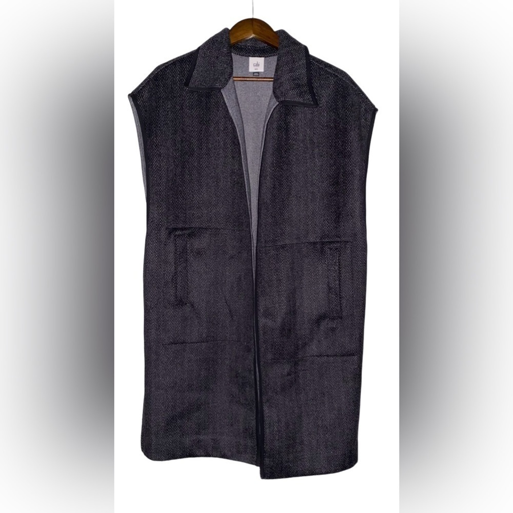 CAbi Novel Herringbone Tweed Vest Quiet Luxury Capsule Wardrobe Women M/L